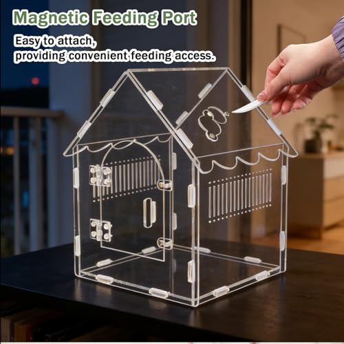 Acrylic Jumping Spider Enclosure, 8"x8"x12" Portable Tarantula Habitat with Ventilation, Clear Small Reptile Terrarium Tank for Pet Insects - size: 8 "x8" x12"