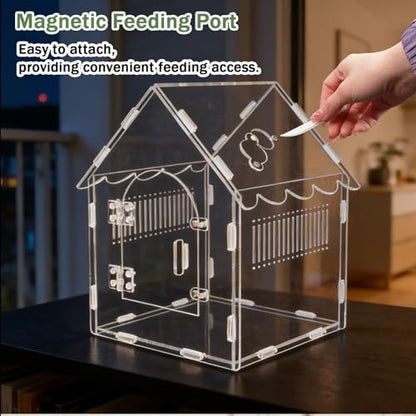 Acrylic Jumping Spider Enclosure, 8"x8"x12" Portable Tarantula Habitat with Ventilation, Clear Small Reptile Terrarium Tank for Pet Insects - size: 8 "x8" x12"