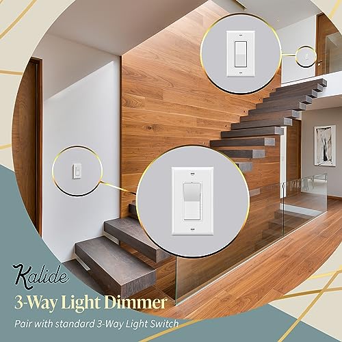 TOPGREENER Kalide Dimmer Light Switch, LED Dimmer Switch, Full Range Dimming, Single Pole/3-Way, 120VAC, 60Hz, 300W LED/CFL, Neutral Wire Not Required, Wall Plate Included, White - color: white