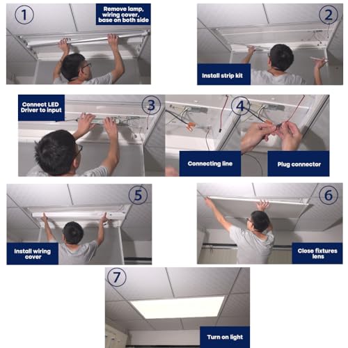 2Pack 4FT LED Retrofit Kits, 24W Magnetic retrofit kit, 5000K Daylight White, Super Bright 3600LM, No Dimmable, Recessed Fluorescent Replacement Light, Easy Install, Milky Cover - color: 4ft 2pack 5000k Milky