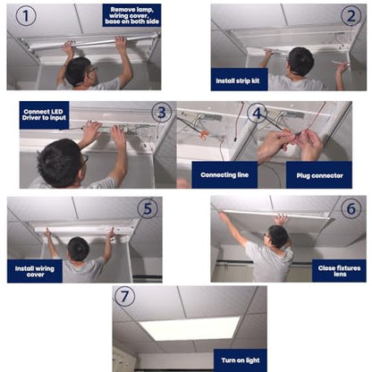 2Pack 4FT LED Retrofit Kits, 24W Magnetic retrofit kit, 5000K Daylight White, Super Bright 3600LM, No Dimmable, Recessed Fluorescent Replacement Light, Easy Install, Milky Cover - color: 4ft 2pack 5000k Milky