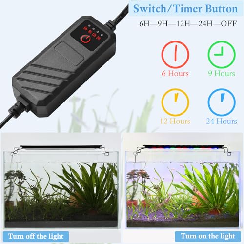 FEDOUR Aquarium LED Light, Full Spectrum Aquarium Plant Light with Timer, Extendable Metal Brackets, for Fish and Plant Tank (24-32 inch) - size: 24-32in