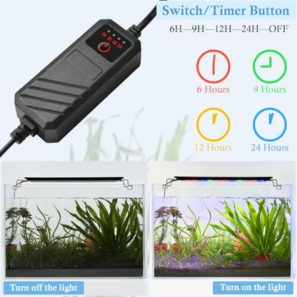 FEDOUR Aquarium LED Light, Full Spectrum Aquarium Plant Light with Timer, Extendable Metal Brackets, for Fish and Plant Tank (32-40 inch) - size: 32-40in