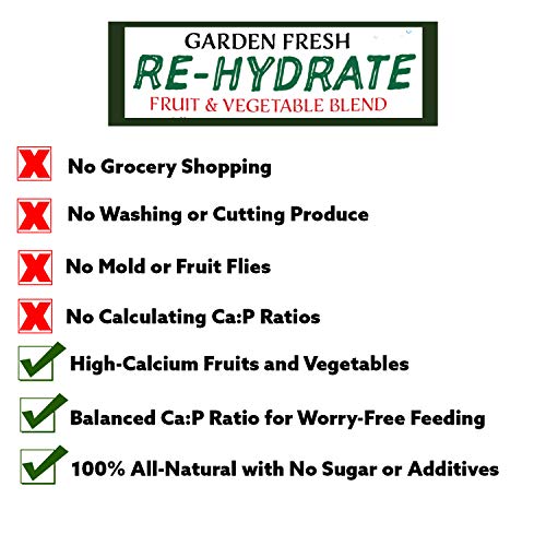 Exotic Nutrition Garden Fresh Re-Hydrate - High Calcium Dried Fruit & Vegetable Mix - for Sugar Gliders, Marmosets, Parrots, Conures, Iguanas, Turtles, Lizards, Bearded Dragons, & Other Small Pets