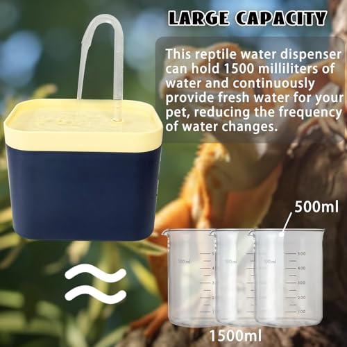 Tfwadmx Reptile Waterfall Reptile Water Fountain Lizard Drinking Fountain Chameleon Water Dripper, Bearded Dragon Cage Accessories for Lizard Gecko Snake (Yellow Blue)