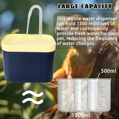 Tfwadmx Reptile Waterfall Reptile Water Fountain Lizard Drinking Fountain Chameleon Water Dripper, Bearded Dragon Cage Accessories for Lizard Gecko Snake (Yellow Blue)