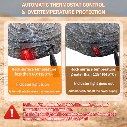 Reptile Heat Rock Terrarium Tank Heating Pad Thermostatic Controlled Heated Mat Basking Platform for Bearded Dragon, Lizard, Snake, Chameleon, Turtle, Leopard Gecko