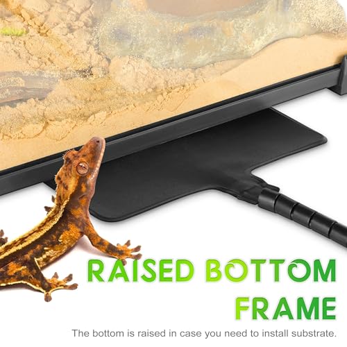 20"x12"x14" Reptile Terrarium, Double-Door Glass Terrestrial Vivarium for Small Desert Reptiles Such as Sandfish Skinks, with Lock, Cable Port & Waterproof Deep Base Below Front Doors
