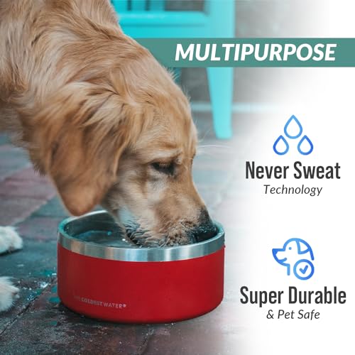 Coldest Dog Bowl - Anti Rust Metal, Non Slip, 3 Layers Insulated Stainless Steel Dog Bowls - Spill Proof & Heavy Duty - Water Bowl for Dogs, Cats & Pets, Dish Washer Safe (64 oz, Sahara Peach) - color: Sahara Peach, size: 64 oz