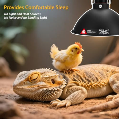 8.5-Inch Day/Night Thermostatic Reptile Heat Lamp with 150W Ceramic Heat Emitter (Non-Light Emitting) - Heat Lamp Temperature Controller for Bearded Dragons, Snakes & Lizard, E26