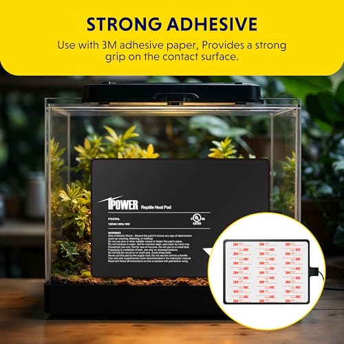 iPower 8x12 Inch Reptile Heating Pad with LCD Digital Aquarium Thermometer, Under Tank Heater Warmer Heat Mat for Turtles, Lizards, Frogs, Snakes - color: Black/Heat Pad + Thermometer, size: 8" x 12"