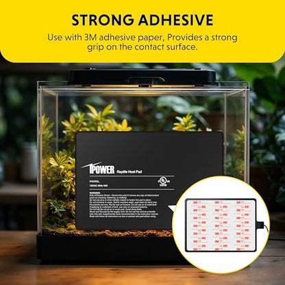 iPower 8x12 Inch Reptile Heating Pad with LCD Digital Aquarium Thermometer, Under Tank Heater Warmer Heat Mat for Turtles, Lizards, Frogs, Snakes - color: Black/Heat Pad + Thermometer, size: 8" x 12"