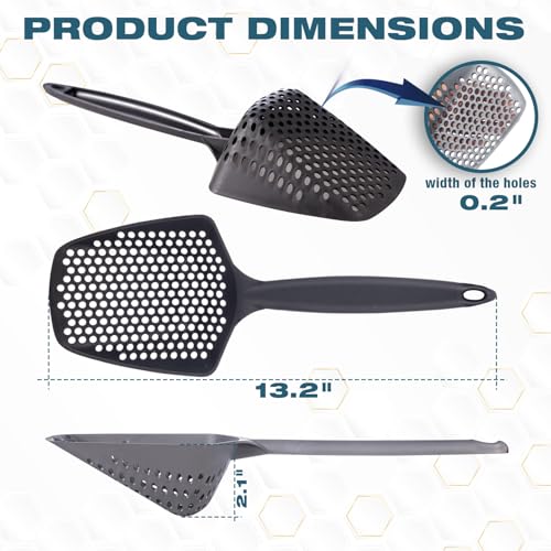 Set of 1 Fine Mesh Cat Litter Scoop with Small Holes, Deep Sifting Shovel for Litter, Reptile Terrarium Sand & Rabbit Pooper Lifter, Hanging Handle Poop Scooper (Black, Set of 1) - color: Black, size: Set of 1