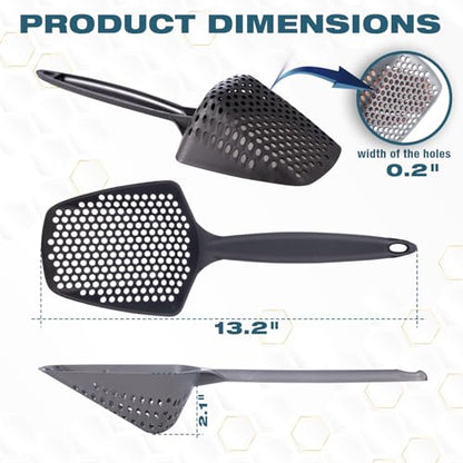 Set of 2 Cat Litter Scoop with Small Holes for Fine Litter, Hanging Handle Deep Reptile Terrarium Sand Sifter, Poop Scooper Rabbit Pooper Lifter Kitten Sifting Shovel (Black, Set of 2) - color: Black, size: Set of 2