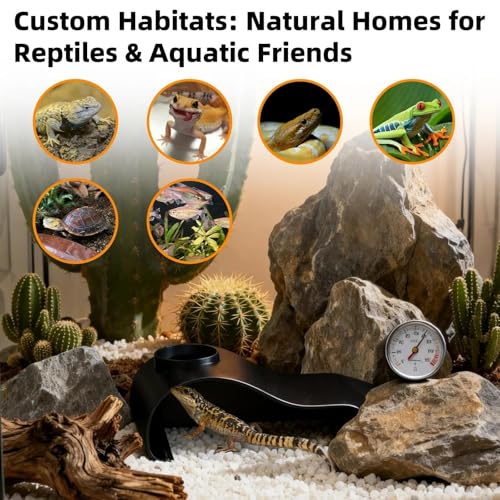 Black Reptile Underground Cave Viewing Hide Lizard Hognose Leopard Snake Gecko Hideout Habitat Tank Enrichment Reptile Decoration Accessories Ornaments Supplies