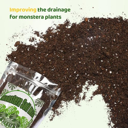 Doter Monstera Potting Soil 1qt - Premium Tropical Blend with Rapid Drainage for Growing and Repotting Monstera Deliciosa (Split-Leaf Philodendron) and Swiss Cheese Plants - size: 1qt