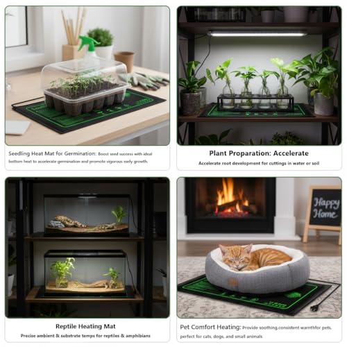 4 Pack Seedling Heat Mat for Plants Seed Starting, Waterproof 10"x 20" Warming Mat Plant Heating Pad for Seed Germination, Indoor Growing, Hydroponic, Greenhouse - size: 10×20"-4P