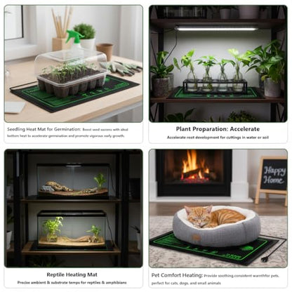 2 Pack Plant Heating Mat, 10”x20.5" Waterproof Seedling Heat Mat for Seed Starting Seeds Germination Plants, 18W Graphene Thick Reusable Heating Pads Fit For 1020 Seedling Trays, Ideal Gardening Gifts - size: 10×20"-2P
