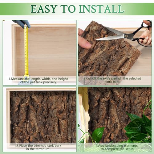 UKCOCO Cork Bark Reptile Background 4-Pack 5.9x5.9x0.78In Natural Cuttable Panels – Safe Moisture-Resistant Terrarium Décor for Gecko Lizard Bearded Dragon Tank Setup