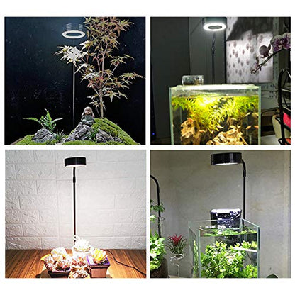 Full Spectrum LED Light with Bamboo Board Nano Fish Tank Light USB Powered 360 Degree Bettas Fish Tank Lights for Plant Growth(Size:S/17x18.5cm) - size: S/17x18.5cm