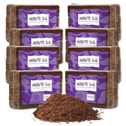 Minute Soil Eco-Friendly Coco Brick 24 Pack – OMRI Medium Expands to 36 Gal – Ideal for Seedlings, Planters, Greens, Houseplants, Raised Beds, Hydroponics, Outdoor Use - size: Bricks - 24 Pack