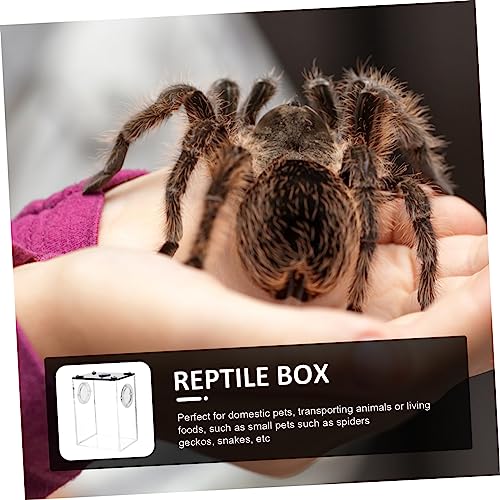 Toyvian Transparent Reptile Box Acrylic Lizard Tank Portable Breeding Container Lightweight Terrarium for Gecko Chameleon Spider Scorpion Pet Habitat with Full View and Spacious Design