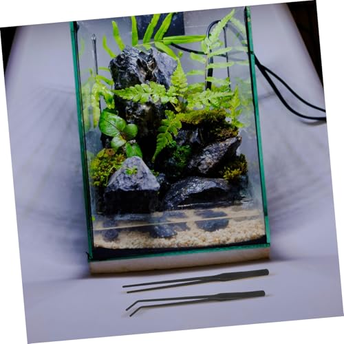 Kisangel 4pcs Stainless Steel Tweezers Set: Long Handle Fish Tank Planting Tools - Curved And Straight Tongs For Aquatic Plants Reptile Feeding Maintenance