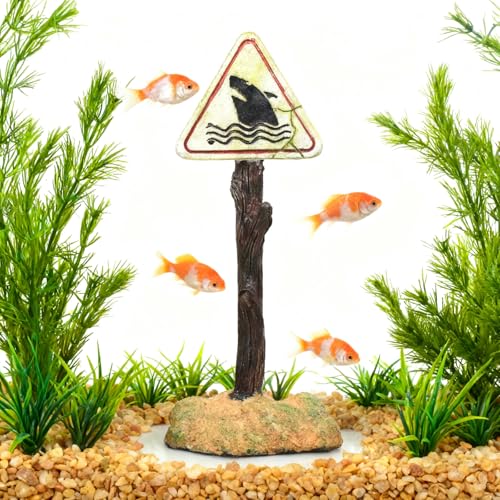 Funny Aquarium Decor Ornaments Shark Warning Sign Fish Tank Decorations Skulls Logo Ornaments for Fish Tank Reptile Tank Accessories (SharkB) - color: 05 Sharkb