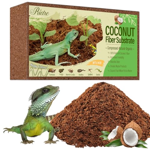 Riare 1 Pack Natural Coconut Fiber Substrate for Reptile- Premium Compressed Coconut Husk Terrarium Bedding for Reptile, Tortoise, Frogs, Snakes Hermit Crabs, Burrowing Animals - color: 1 pack