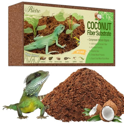 Riare 1 Pack Natural Coconut Fiber Substrate for Reptile- Premium Compressed Coconut Husk Terrarium Bedding for Reptile, Tortoise, Frogs, Snakes Hermit Crabs, Burrowing Animals - color: 1 pack
