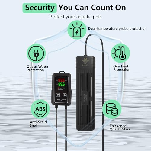 Aquarium Heater, 300W/1000W Fish Tank Heater, Submersible Turtle Heater with Intelligent Variable Frequency Heating & Dual Temperature Sensor Design, with Automatic Power-Off Function - size: 1000W for 100-220 Gallon