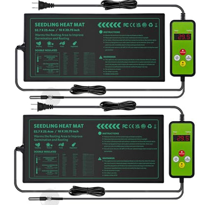 Seedling Heat Mat with Temperature Control 2 Pack Durable Waterproof Plant Heating Pad 10"x 20.75" for Germination, Indoor Gardening, Greenhouse - size: 2 Controller
