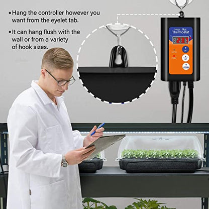 iPower 2 Pack Heat Mat Controller with Digital Thermostat for Plants Germination and Indoor Seed Starting, 1000W-Orange, Black - size: 1000W-Orange, style: 2 Pack