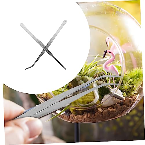 ARTIBETTER Stainless Steel Tweezers 2 Pcs Straight and Curved Nippers 25cm Long Angled Feeding Tongs for Reptile
