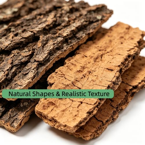 4PCS Reptile Cork Bark, Natural Cork Terrarium Background Reptile Climbing Mat Habitat Decor for Turtles, Lizards, Bearded Dragons, Chameleons