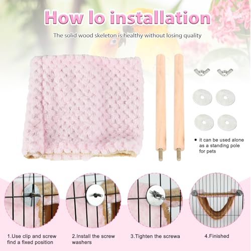 BWOGUE Winter Warm Bird Nest Bed Hanging Hammock Snuggle Hut Parrot House Tent Toy Bird Cage Perch for Parakeet Budgies Cockatiels Lovebird Cockatoo Finch Hamster Chinchilla Guinea Pig(Medium, Pink) - color: Pink, size: Medium (9"x7.2")