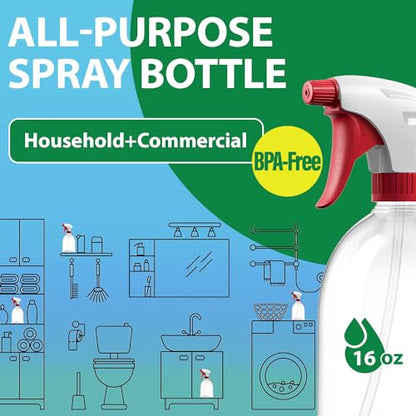 Bar5F Spray Bottle - 2 Pack - Mist/Stream, 16 Oz Premium Empty Spray Bottles for Cleaning Solutions, 100% Leak-Proof, BPA-Free, Spray Bottle for Hair, Plants, Pet, Vinegar, BBQ, Rubbing Alcohol
