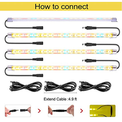 LED Grow Lights Strips for Indoor Plants with Auto ON & Off Timer, T5 Sunlike Full Spectrum Grow Lights Bar Growing Lamps for Greenhouse Shelves Hydroponics Succulent, 4 Dimmable Levels - size: M/4pcs