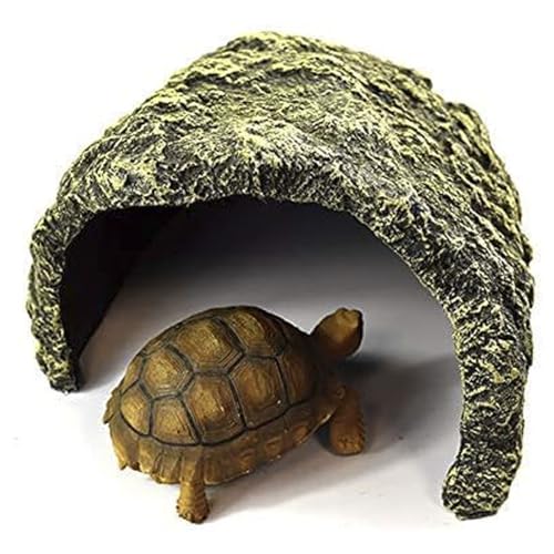 OMEM Resin Reptile Hideout: Extra Large Simulation Rock Cave for Ball Pythons, Lizards, Large Reptile Evasion -Aquarium Turtle Fish Tank Landscaping