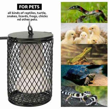 100W Reptile Heat Lamp Bulb with Cage, Ceramic Heat Emitter Reptile Heat Lamp Bulb with Hanging Hook, Bird Heat Bulbs with Lampshade for Reptiles, Turtle (US Standard 110-120V 100W) - color: Black
