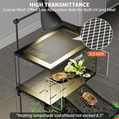 Turtle Basking Platform & Dock - Stainless Steel Turtle Ramp, Non-Slip Surface - Fits 10-13 Inch Wide Aquariums