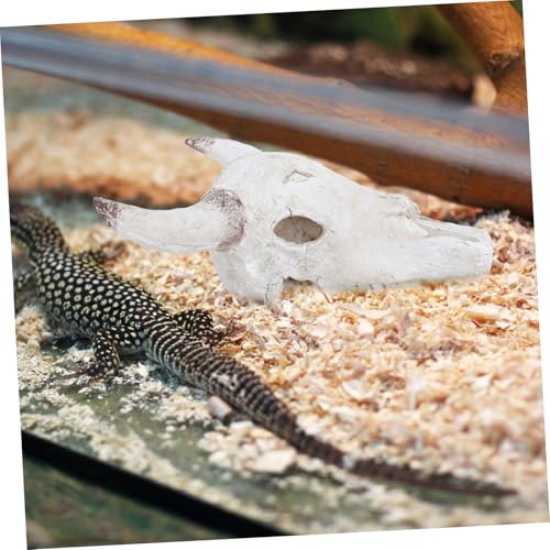 Toyvian Resin Cattle Skull Aquarium Decor Unique Reptile Hideout for Terrarium for Geckos Lizards and Spiders Artificial Habitat Ornament