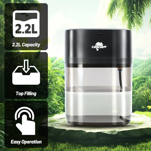 2.2L Reptile Mister with 2pcs Nozzles, Solo Reptile Mister System with Timer, Automatic Mister Fogger for Reptile Tank, Adjustable Terrarium Misting Humidifier for Reptiles/Amphibians