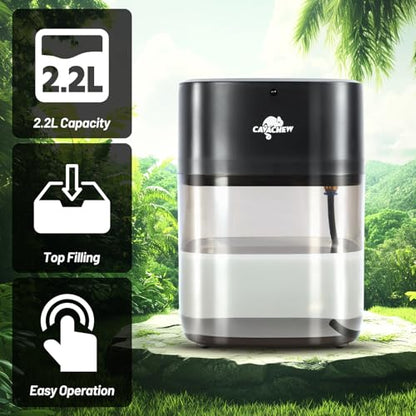 2.2L Reptile Mister with 2pcs Nozzles, Solo Reptile Mister System with Timer, Automatic Mister Fogger for Reptile Tank, Adjustable Terrarium Misting Humidifier for Reptiles/Amphibians