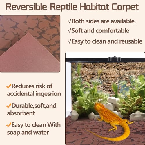BNOSDM 2 PCS Reptile Carpet Mat Terrarium Liner Bedding Reptile Cage Mat Supplies for Tortoise Lizard Leopard Gecko Snake Chameleon 39.4" x 19.7" - size: XL（2PCS）：39.4 x 19.7 IN