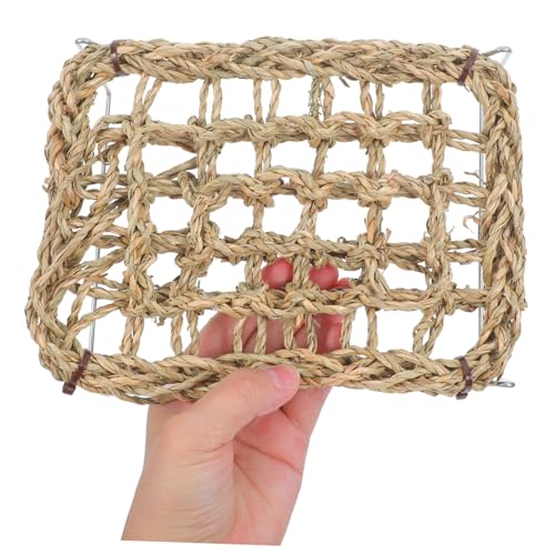 HOMSFOU Bearded Dragon Hammock and Reptile Bed Rest with Natural Seagrass Mattress, Rectangle Basking Platform with Metal Legs, Climbing Habitat Accessory for Lizards, Frogs, and Small