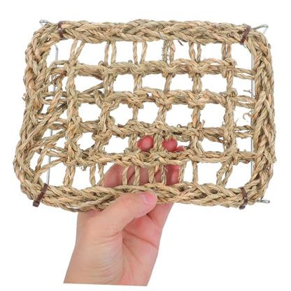 HOMSFOU Bearded Dragon Hammock and Reptile Bed Rest with Natural Seagrass Mattress, Rectangle Basking Platform with Metal Legs, Climbing Habitat Accessory for Lizards, Frogs, and Small