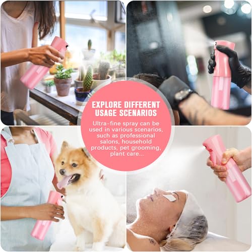 Two-pack Spray Bottles, Fine Mist Refillable Spray Water Bottles, All-Season Continuous Spray Bottles for Hair, Skin Care, Gardening, Pet Bathing, Travel, Cleaning & Home Use - color: double pink, size: 13.6 Ounces