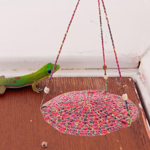 KALLORY Bearded Dragon Bed and Reptile Hammock Swing, Washable Cotton Small Animal Lounger with Clip, Hanging Basking Bed Suitable for Lizards, Geckos, Chameleons, Hamsters in Cage Habitat