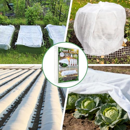 Plant Covers Freeze Protection 6.6 ft x 16 ft Floating Row Cover 1oz/yd² Garden Fabric Plant Cover for Winter Frost/Sun Pest Protection - color: White